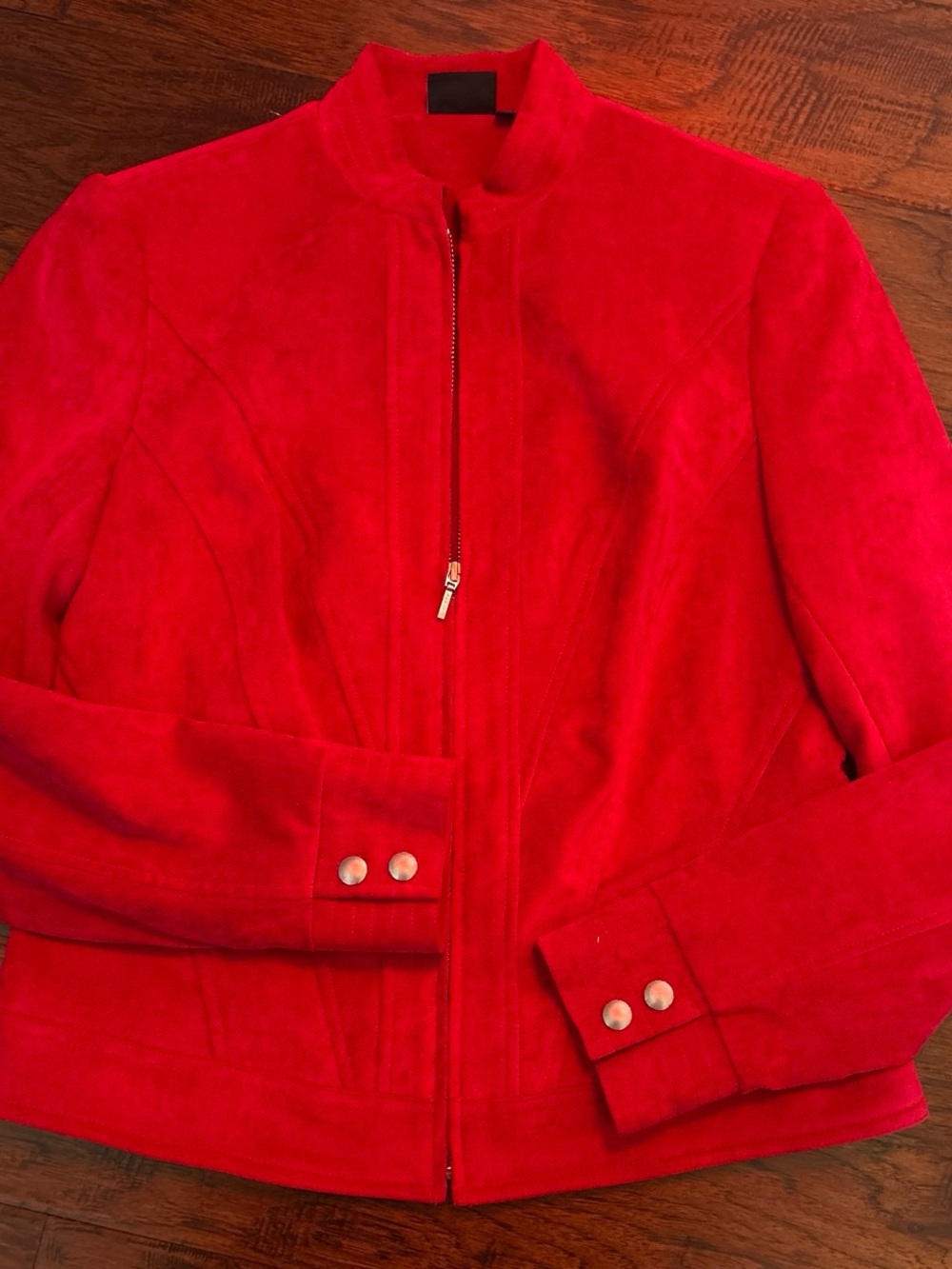Hot pink/Red Suede Zip-Front Women's Jacket
